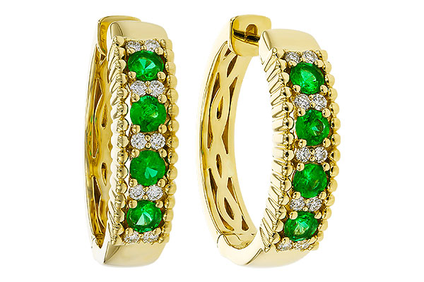 A274-99635: EARRINGS .33 TW EMERALD .45 TGW