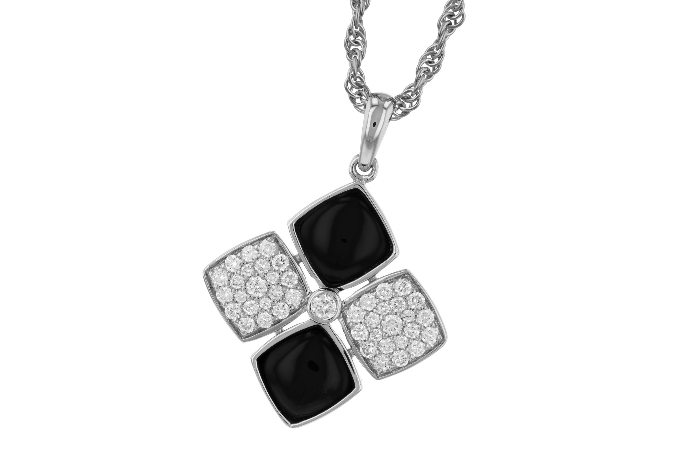 A275-83262: NECKLACE 1.23 TW ONYX 1.50 TGW