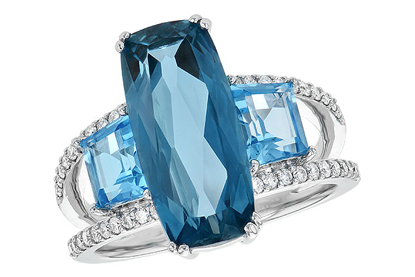 B190-42317: LDS RG 6.40 TW BLUE TOPAZ 6.67 TGW