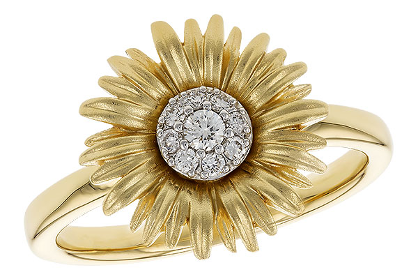B274-04171: C274-03244 WITH YG & PETALS / WG SETTING .10 TW