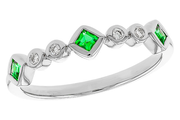 B274-95989: LDS WED RG .14 TW EMERALD .19 TGW