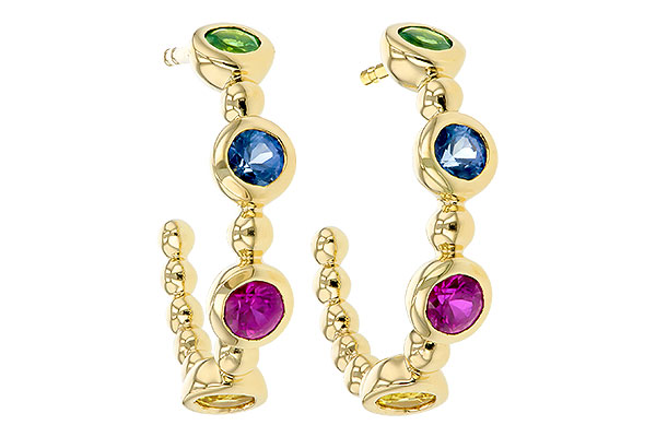 B275-82280: EARR .68 TW MULTI-COLOR SAPPH & GREEN GARNET