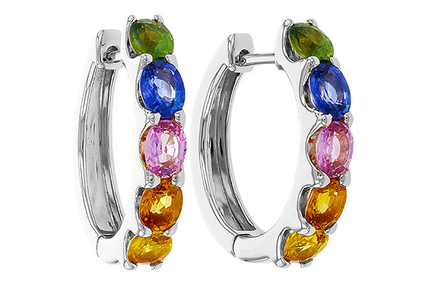 C274-94117: EARRINGS 2.20 TW MULTI-COLOR SAPPHIRE