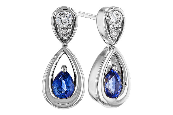 C274-94135: EARRINGS .42 SAPPHIRE .54 TGW (4x3 SAPP)