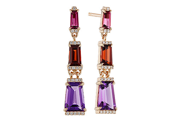 C274-95071: EARRINGS 1.98 SEMI-PREC (PT,GT,AMY) 2.05 TGW
