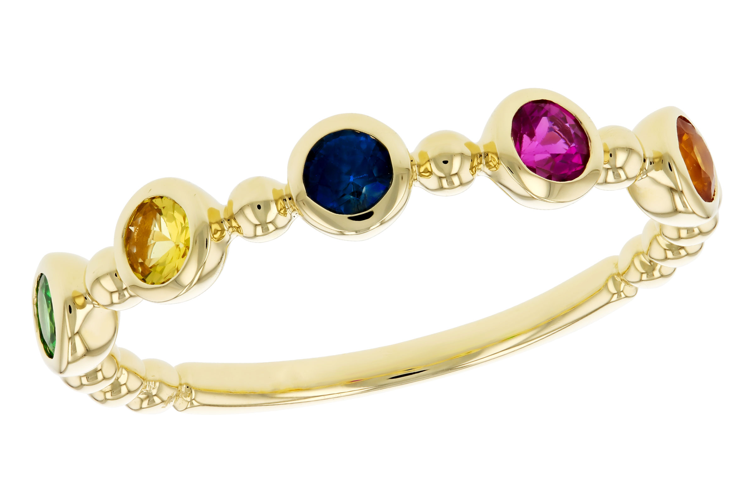 C275-82280: LDS WED RG .52 TW MULTI-COLOR SAPPH & GREEN GARNET