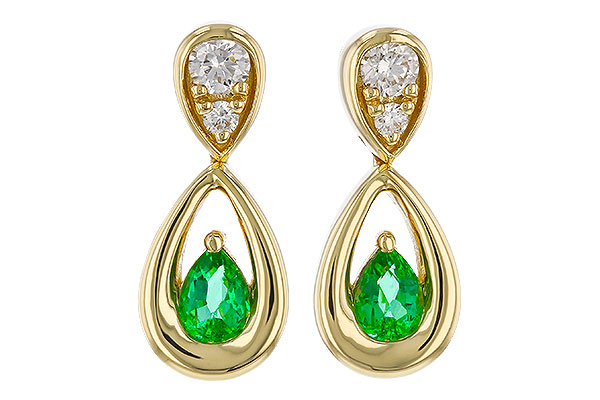 D274-95053: EARRINGS .20 EMERALD .32 TGW (4x3 EMER)
