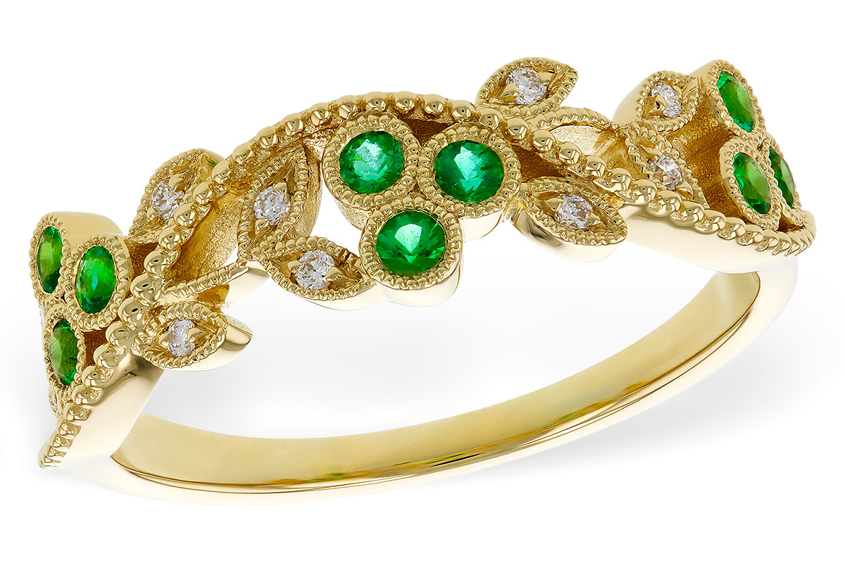 D274-99553: LDS WED RG .17 EMERALD TW .23 TGW