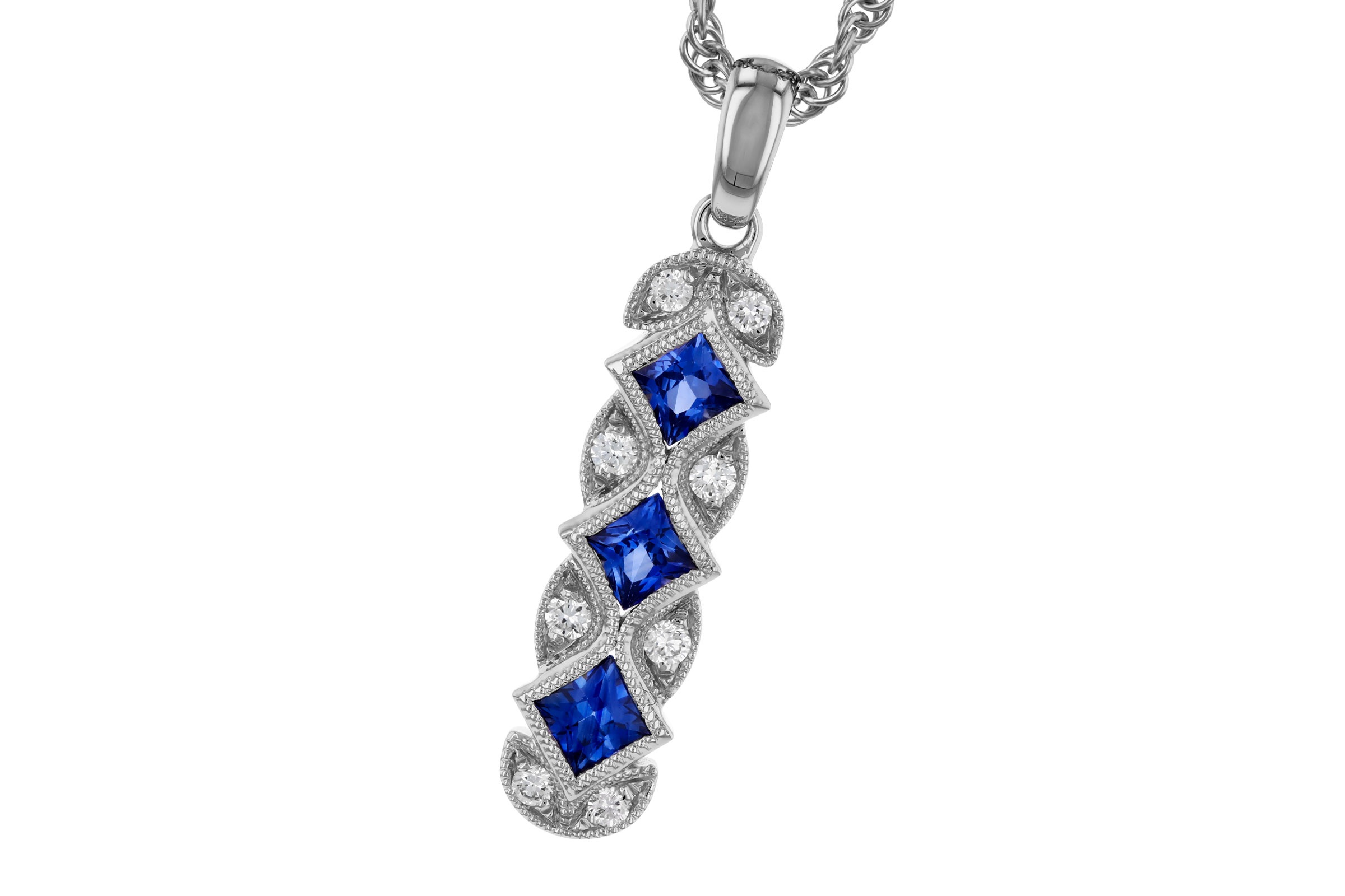 D275-84098: NECKLACE .55 TW SAPPHIRE .64 TGW