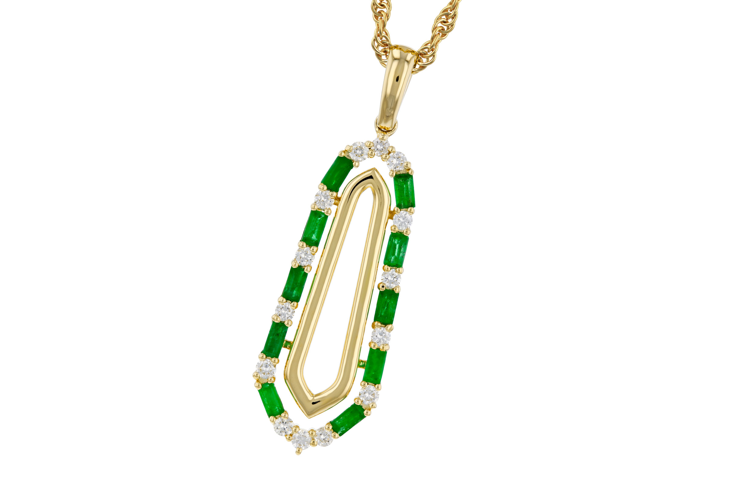E275-85044: NECKLACE .44 TW EMERALD .64 TGW