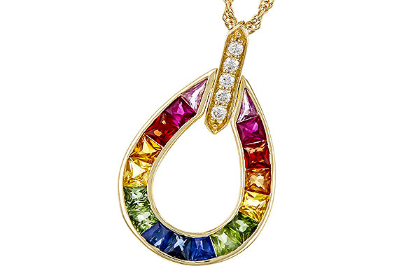 F274-94125: NECKLACE 1.10 MULTI-COLOR SAPPH 1.15 TGW