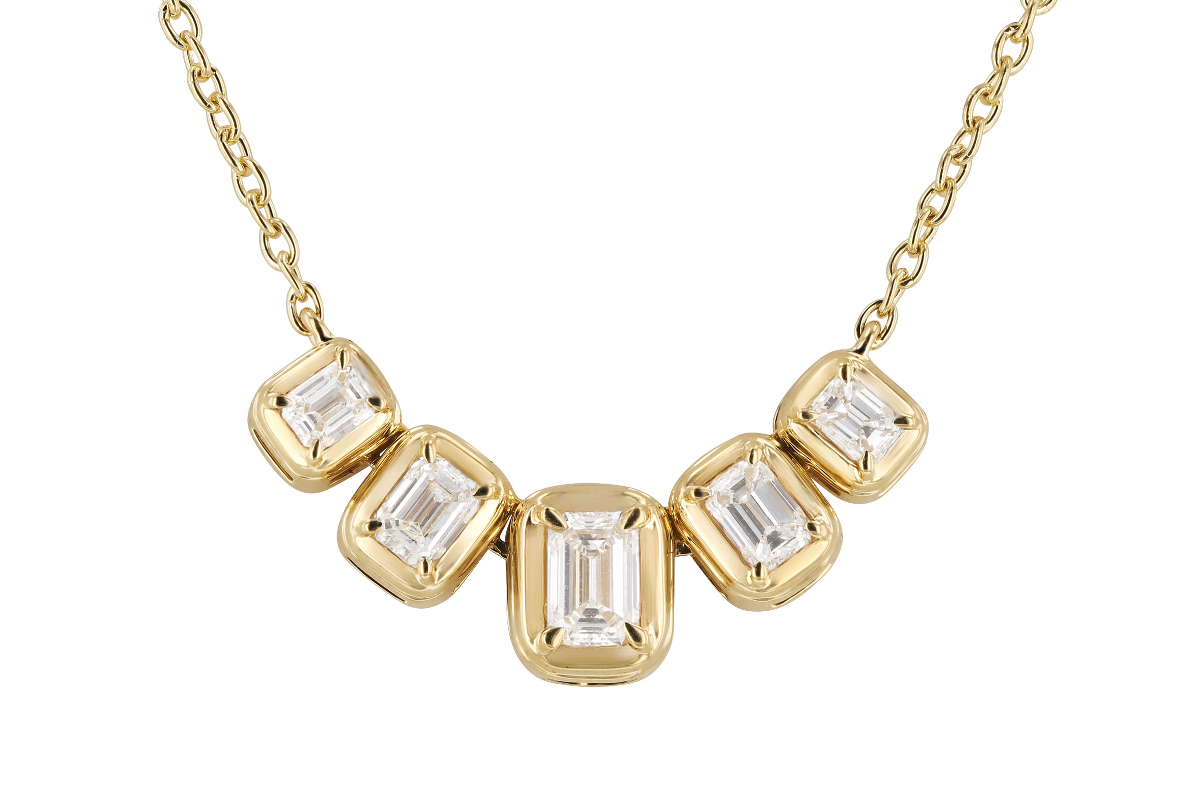 F275-85016: NECKLACE .87 TW EMERALD CUT DIA (18")