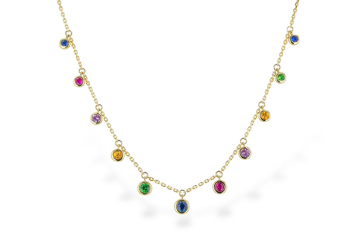 K274-06852: NECK .90 TW MULTI-COLOR SAPPH & GREEN GARNET (18")
