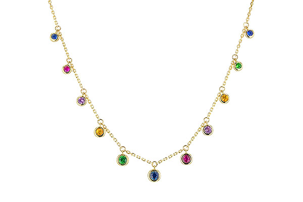 K274-06852: NECK .90 TW MULTI-COLOR SAPPH & GREEN GARNET (18")