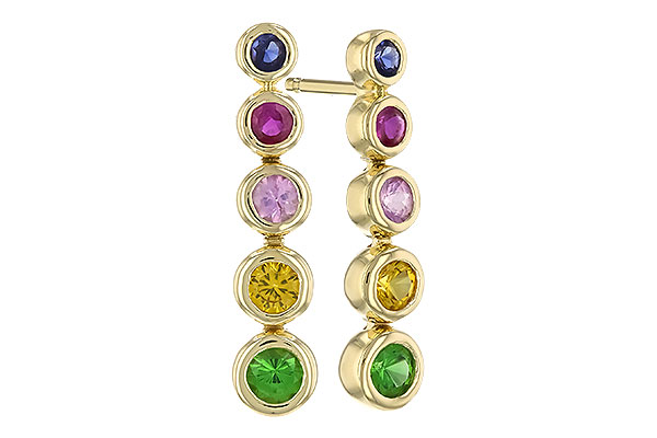 K274-08725: EARR .60 TW MULTI-COLOR SAPPH & GREEN GARNET