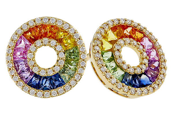 K274-94125: EARRINGS 2.10 MULTI-COLOR SAPP 2.37 TGW