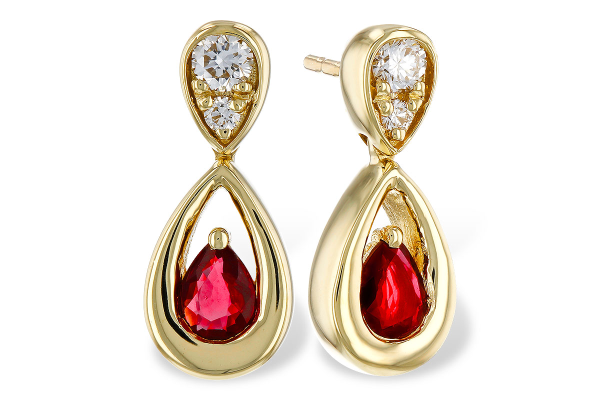 K274-94134: EARRINGS .40 RUBY .52 TGW (4x3 RUBY)