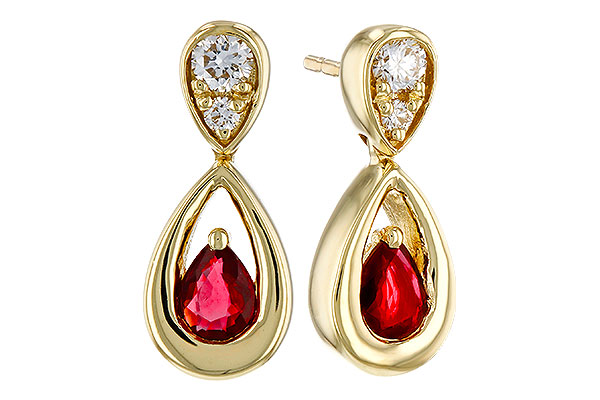 K274-94134: EARRINGS .40 RUBY .52 TGW (4x3 RUBY)