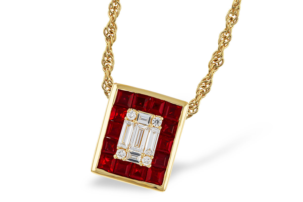 K274-98689: NECKLACE .82 RUBY TW 1.00 TGW