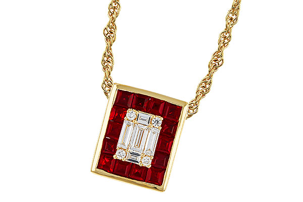 K274-98689: NECKLACE .82 RUBY TW 1.00 TGW